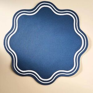 NEW Anthropologie Madeline Embroidered Round Placemat, Navy & White, Set of 2